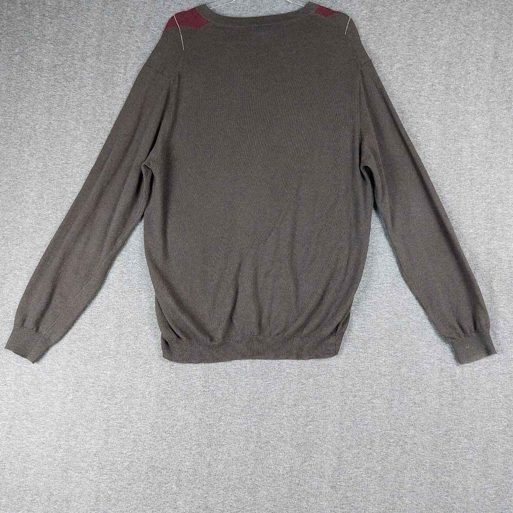 CHATHAM ROAD MENS BROWN ARGYLE PREPPY VNECK COTTON CASHMERE SWEATER SIZE LARGE - Picture 6 of 7